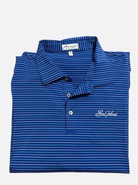 Peter Millar Mens Size XL Blue Striped Summer Comfort Golf Polo Performance Top